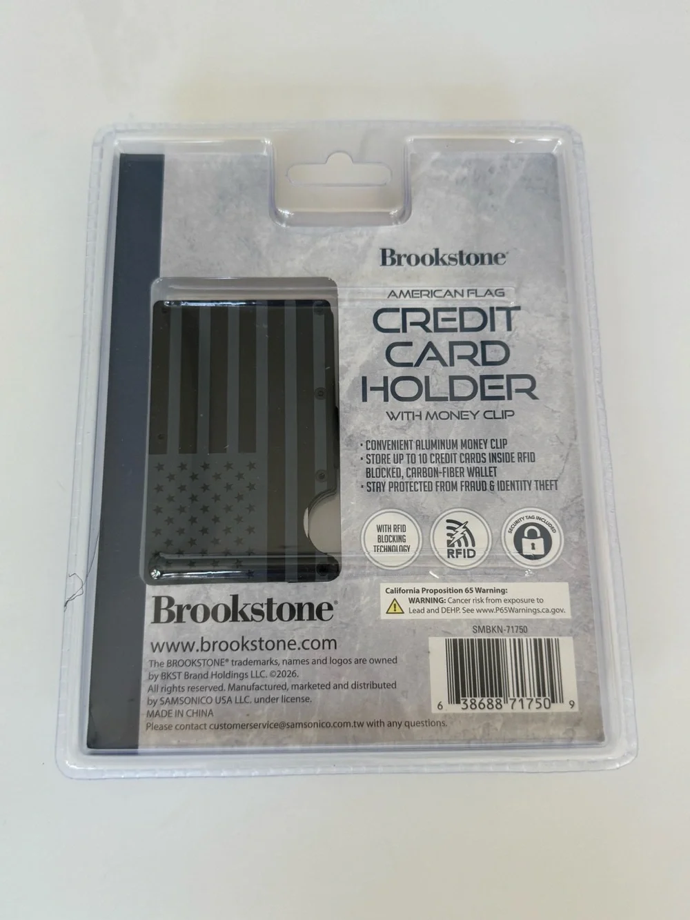 Brookstone Black American Flag Credit Card Holder with Money Clip